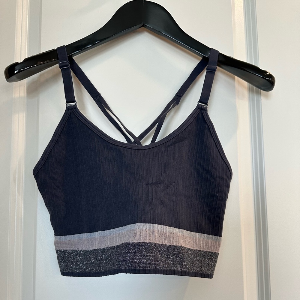 Navy Glitter Strappy Back Bralette